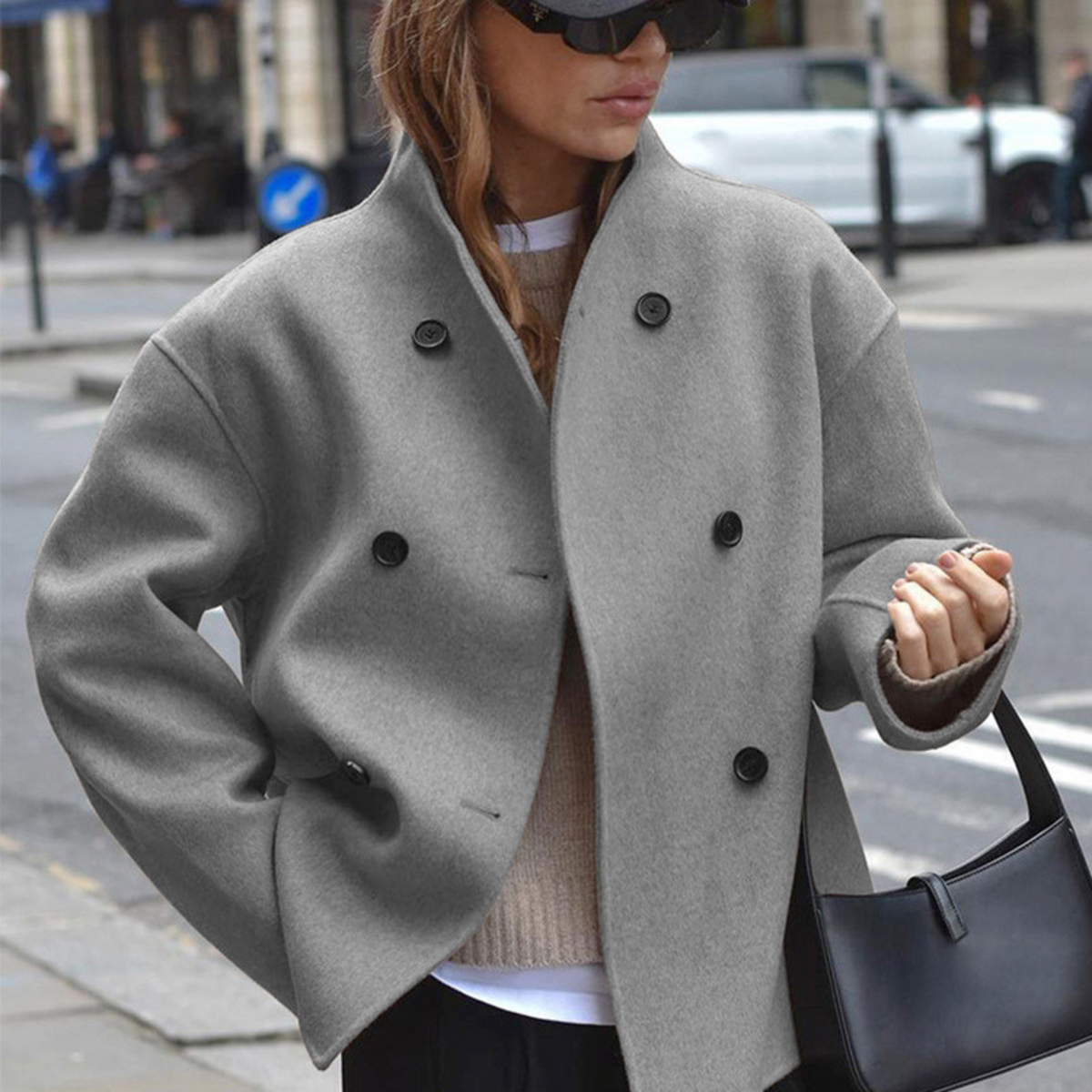 Women's Long Sleeve Coat | Stand Collar & Cosy Warmth 2