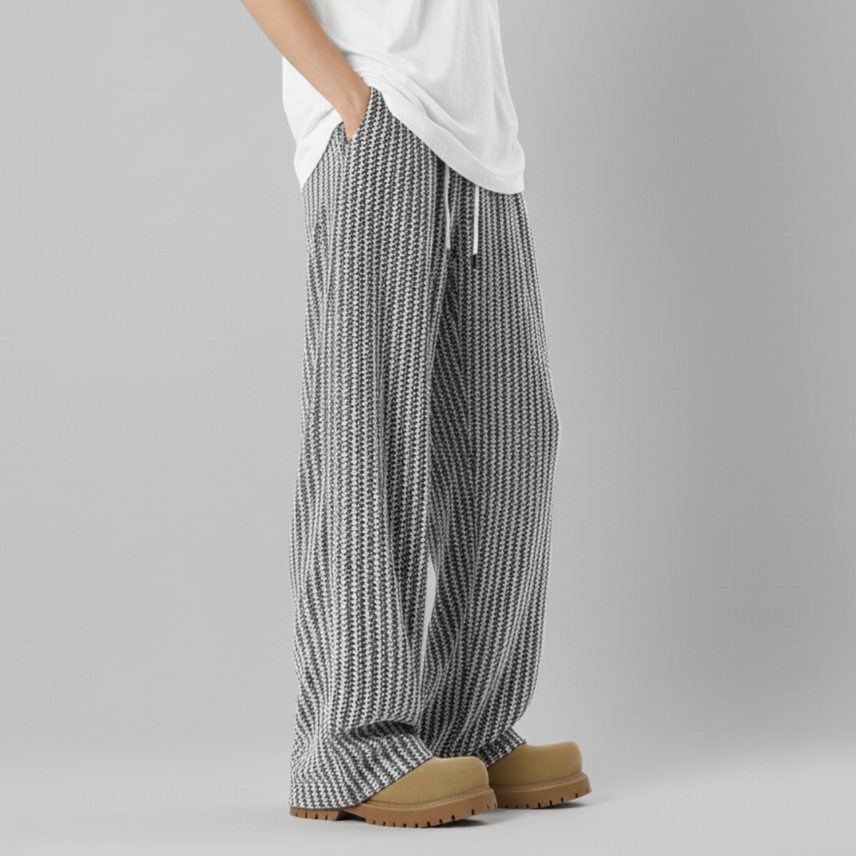 Women's Striped Sweatpants Drawstring Waist Joggers 6