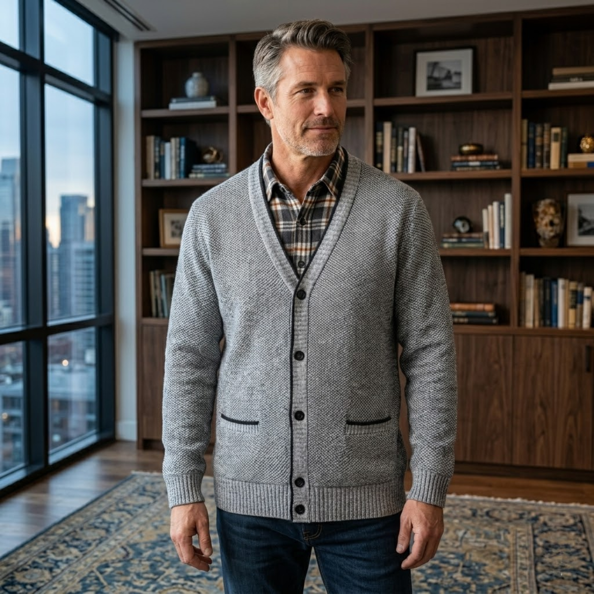Men's Knit Cardigan | Classic Button Style 6