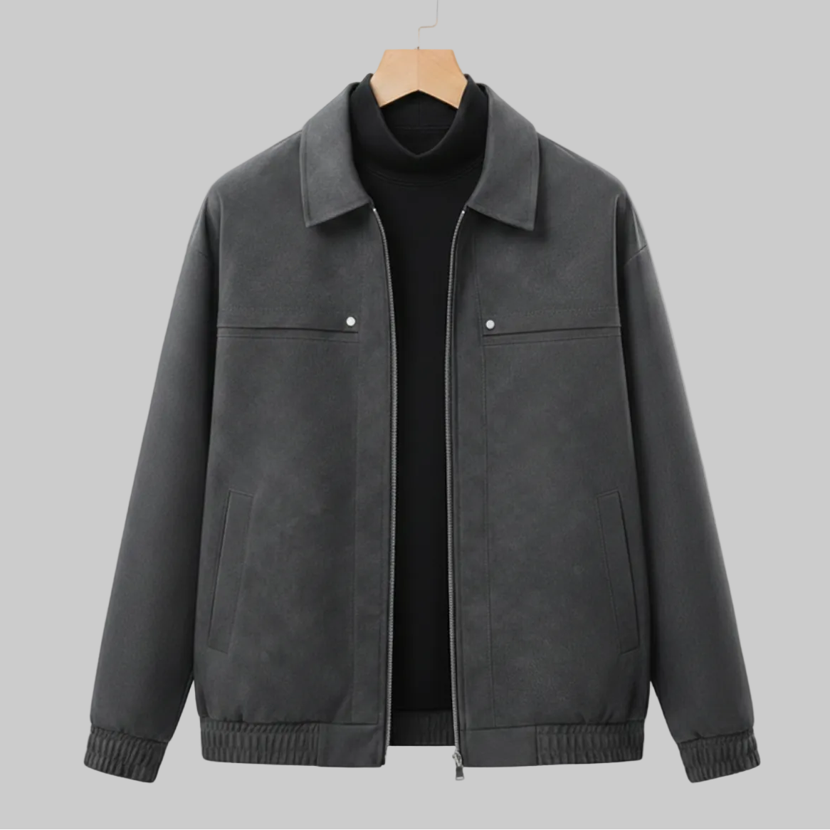 Men's Bomber Jacket Structured Collar Elastic Cuffs Panel 9