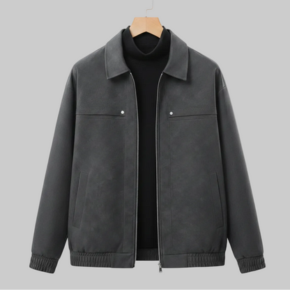 Men's Bomber Jacket Structured Collar Elastic Cuffs Panel 9