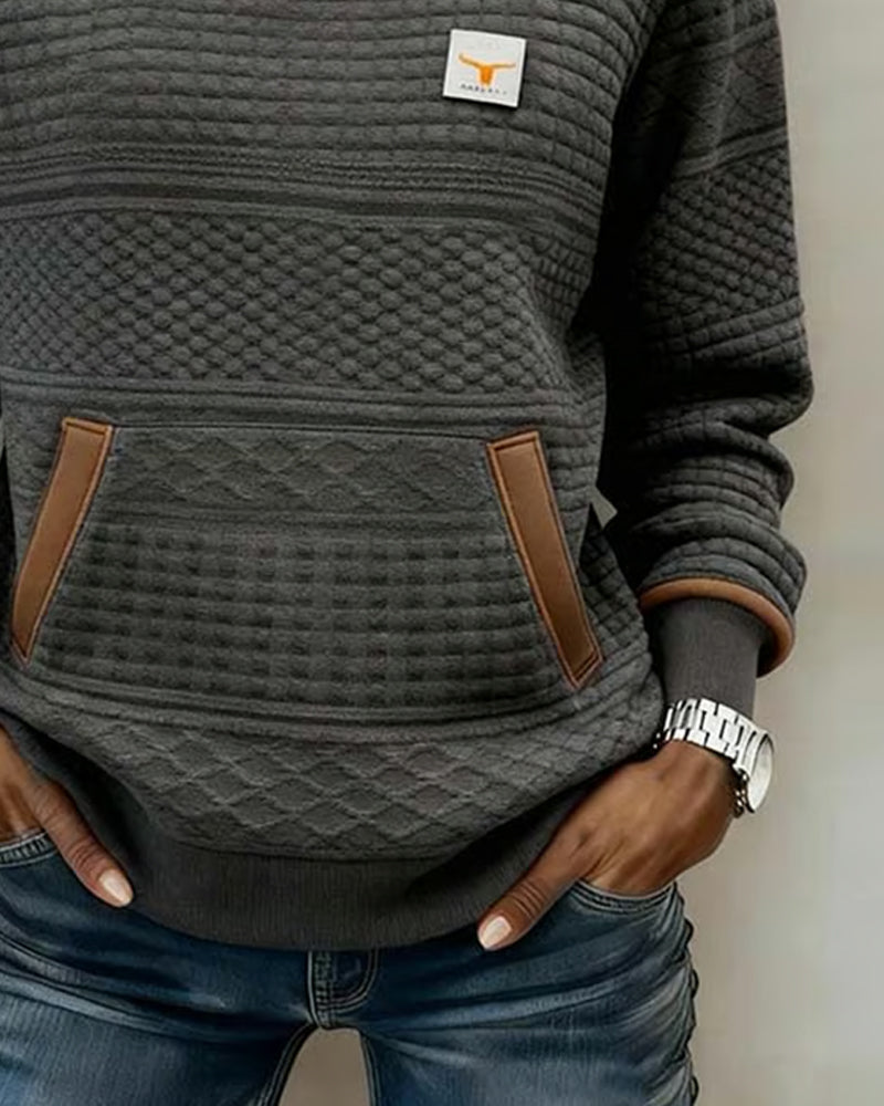 Women's Color Block Sweatshirt | Round Neck & Pocket Detail 3