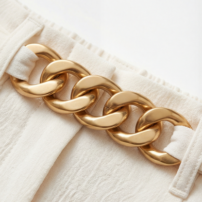 Women's Wide Leg Trousers | Chain Waist Accent 9