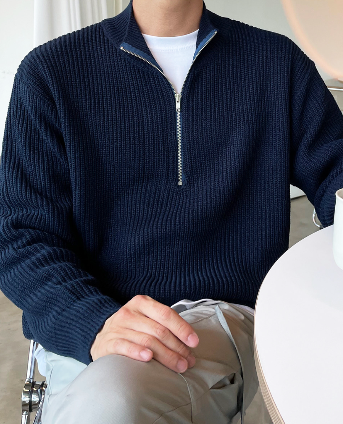 Men's Mock Neck Sweater | Quarter Zip Comfort 15