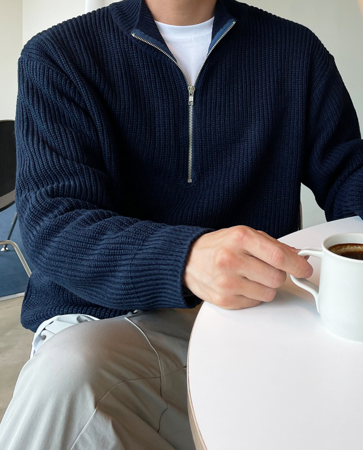 Men's Mock Neck Sweater | Quarter Zip Comfort 14
