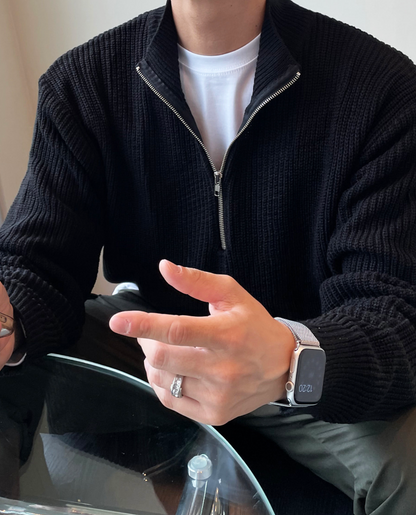 Men's Mock Neck Sweater | Quarter Zip Comfort 9