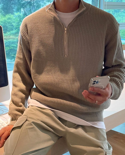 Men's Mock Neck Sweater | Quarter Zip Comfort 10
