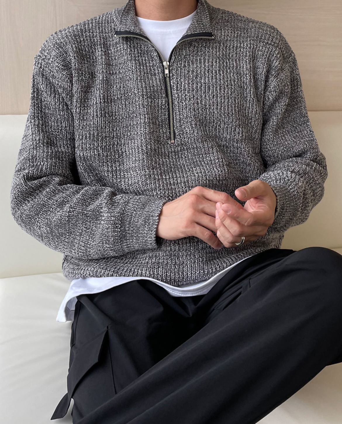 Men's Mock Neck Sweater | Quarter Zip Comfort 13