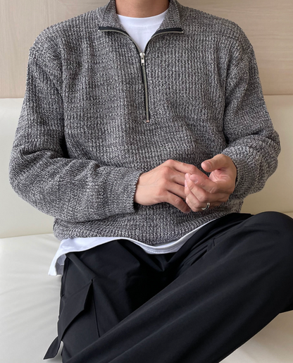 Men's Mock Neck Sweater | Quarter Zip Comfort 13