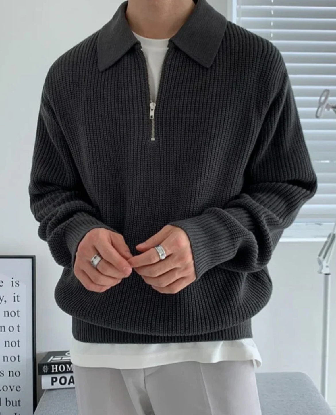Men's Quarter Zip Polo Sweater | Comfortable Everyday Wear 3