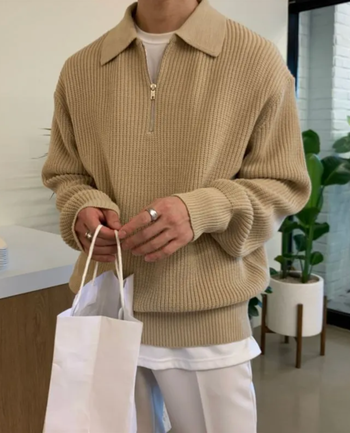 Men's Quarter Zip Polo Sweater | Comfortable Everyday Wear 7
