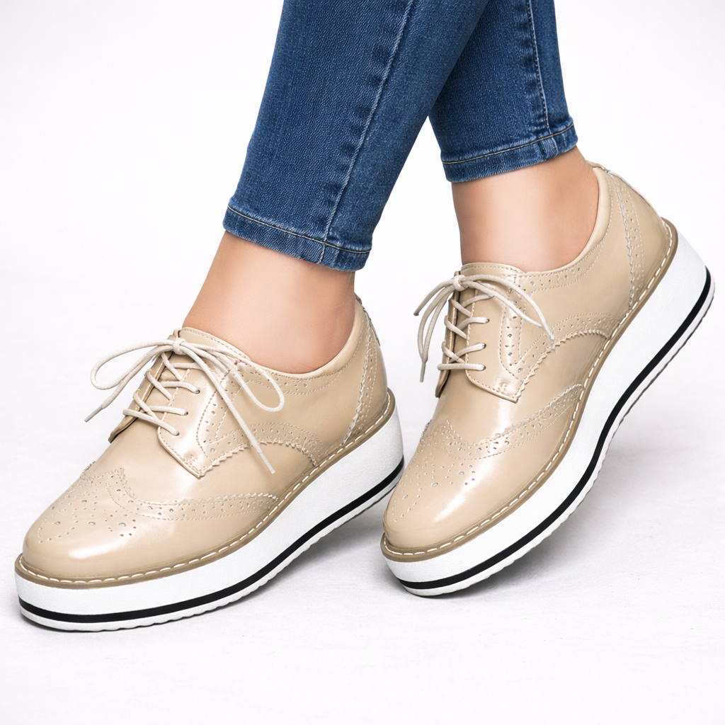 Women's Platform Oxfords Lace Up Chunky Sole Shoes 10