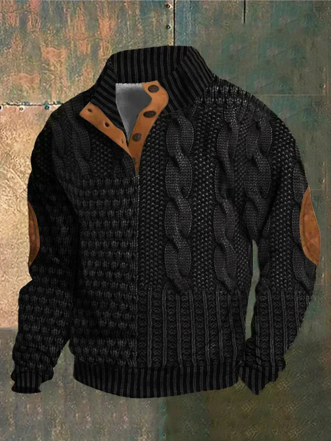 Men's Sweater | Button Neck Cable Knit 8