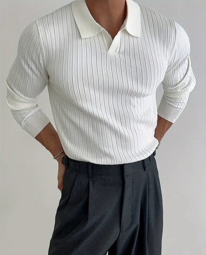 Men's Long-Sleeve Polo Shirt | Slim Fit & Ribbed Knit 1