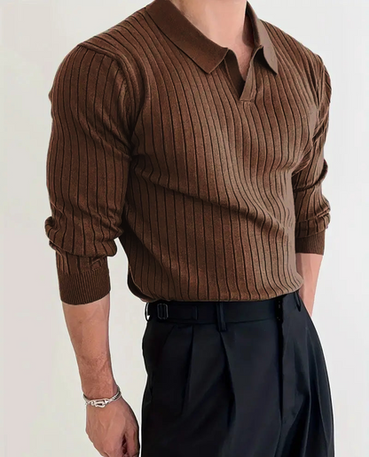 Men's Long-Sleeve Polo Shirt | Slim Fit & Ribbed Knit 3