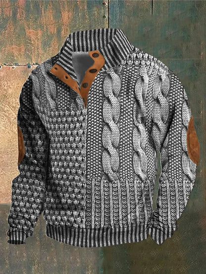 Men's Sweater | Button Neck Cable Knit 2