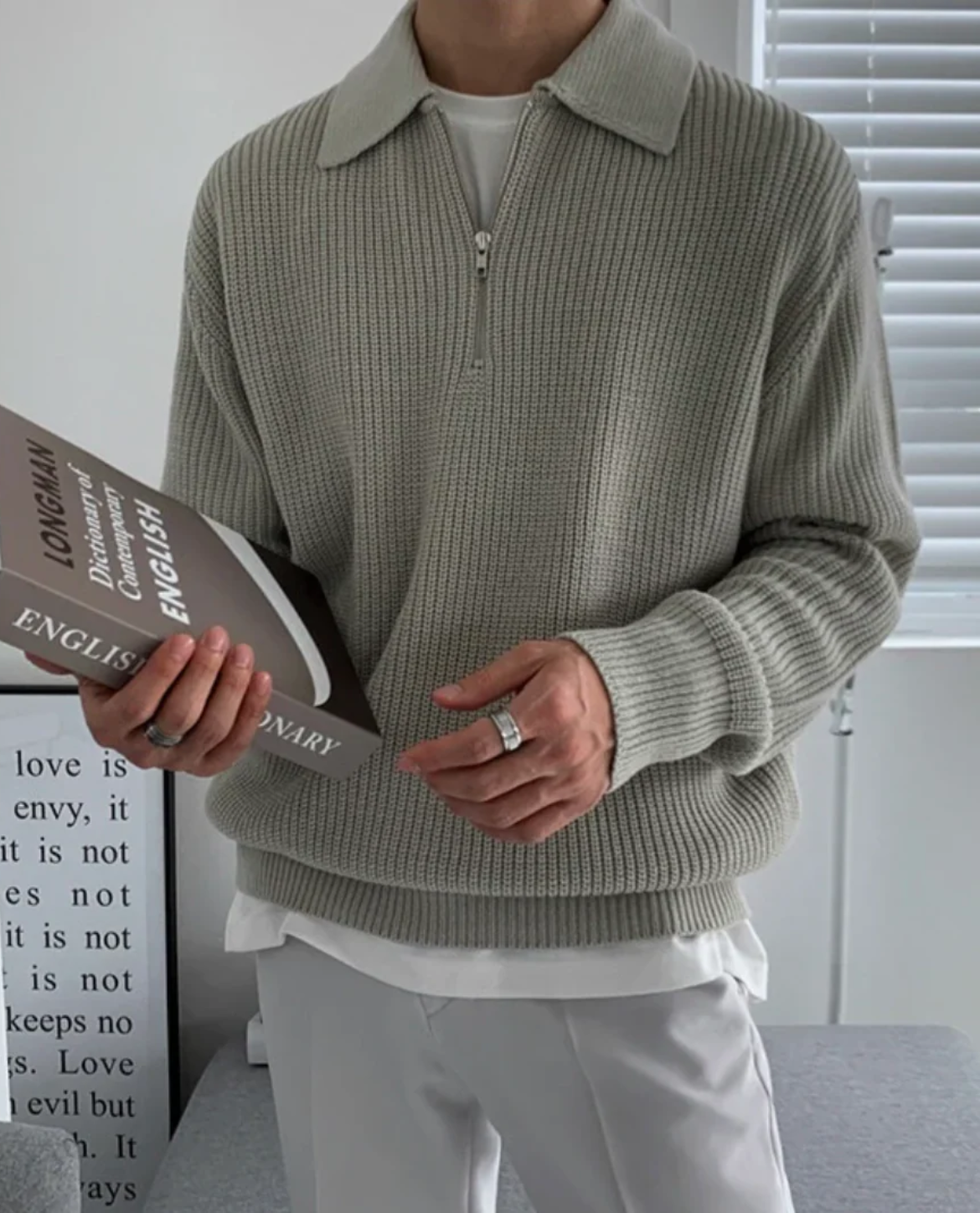 Men's Quarter Zip Polo Sweater | Comfortable Everyday Wear 1