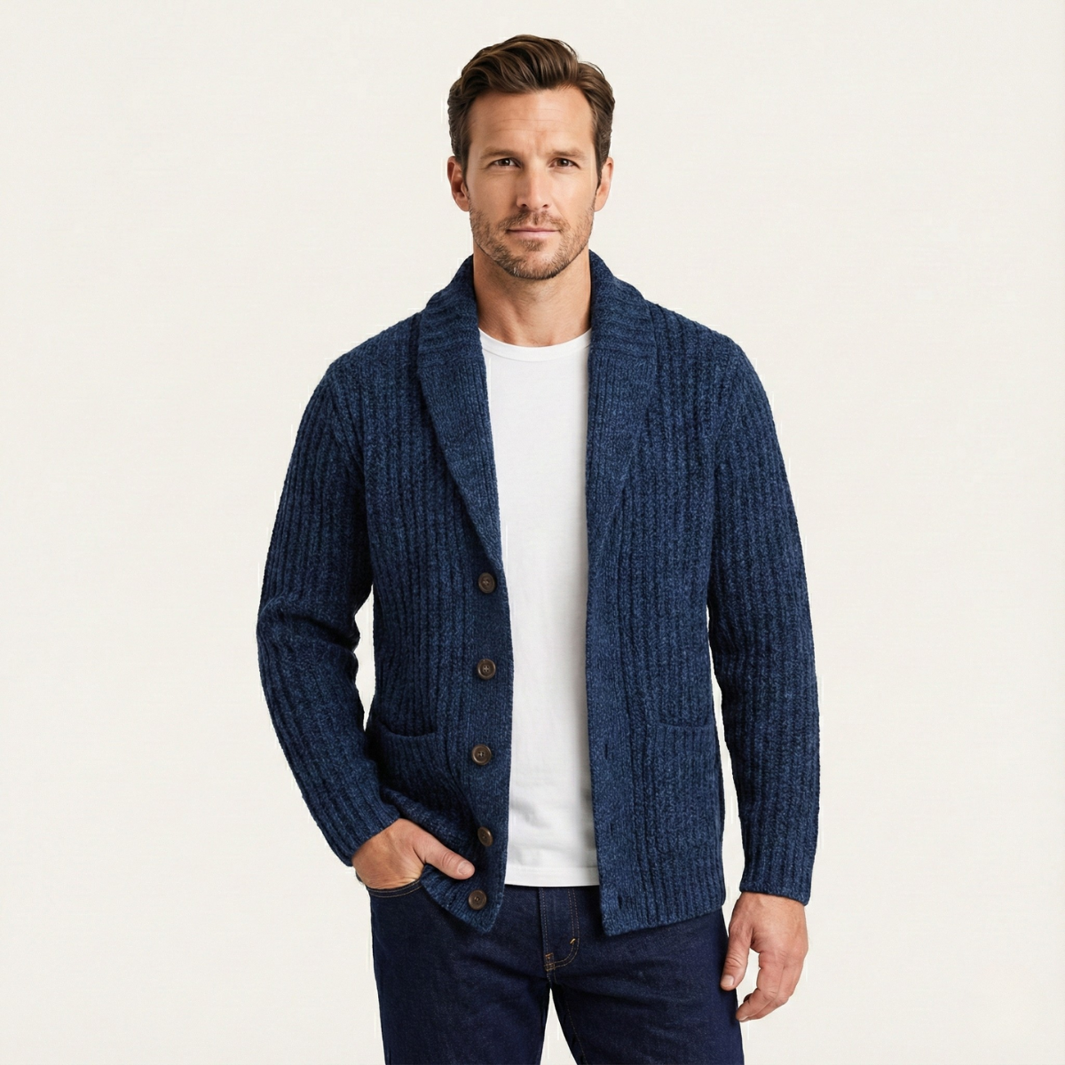 Men's Chunky Knit Cardigan | Shawl Collar & Warm 8