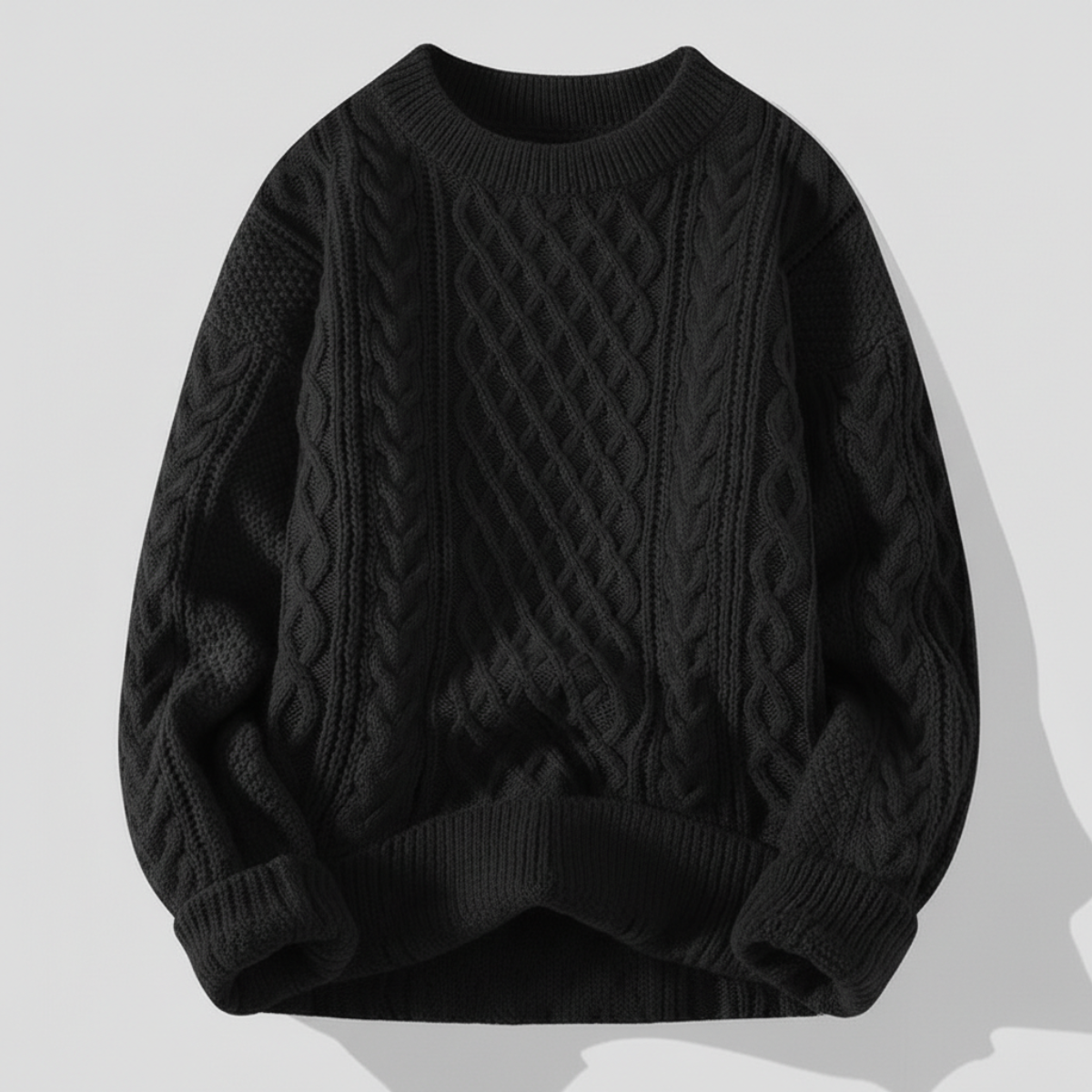 Men's Diamond Lattice Ribbed Knit Jumper Crew Neck Sweater 6