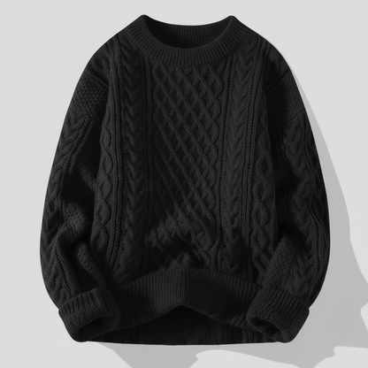 Men's Diamond Lattice Ribbed Knit Jumper Crew Neck Sweater 6