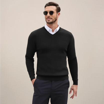 Men's Classic V-Neck Knit Sweater for Fall & Winter