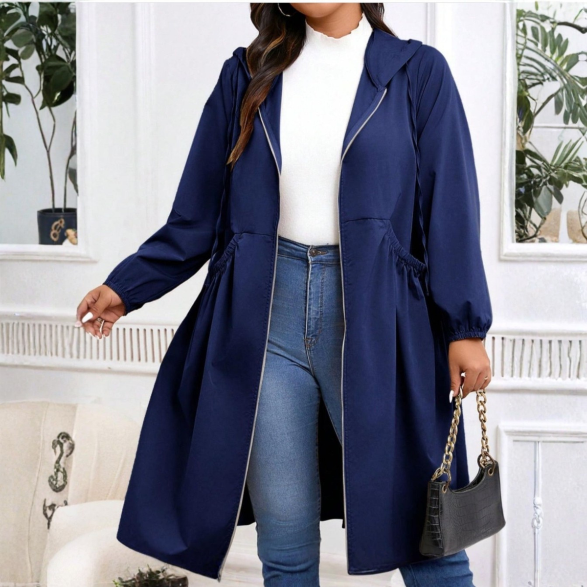Women's Hooded Coat | Drawstring & Zip-Up Warmth 1