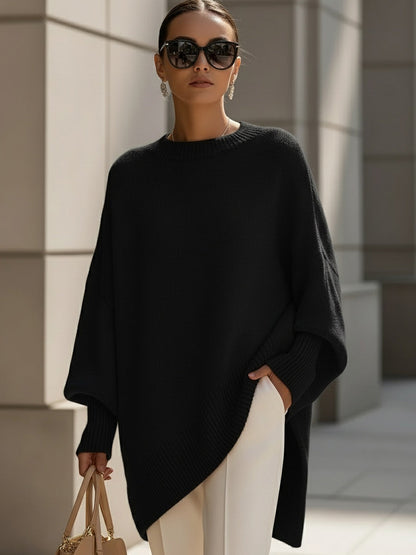 Women's Knit Sweater | Oversized Asymmetrical Hem 10