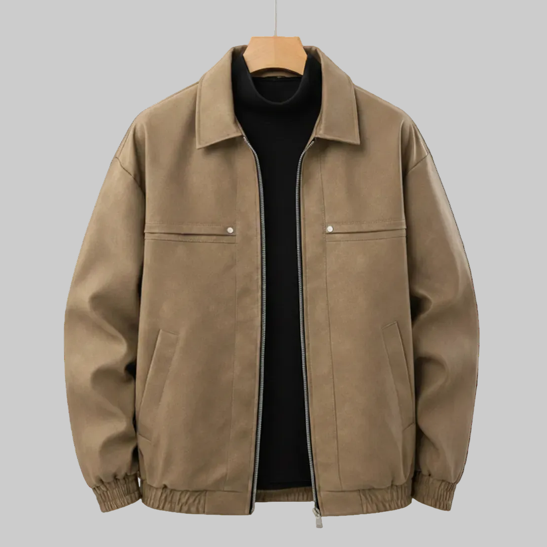 Men's Bomber Jacket Structured Collar Elastic Cuffs Panel 1