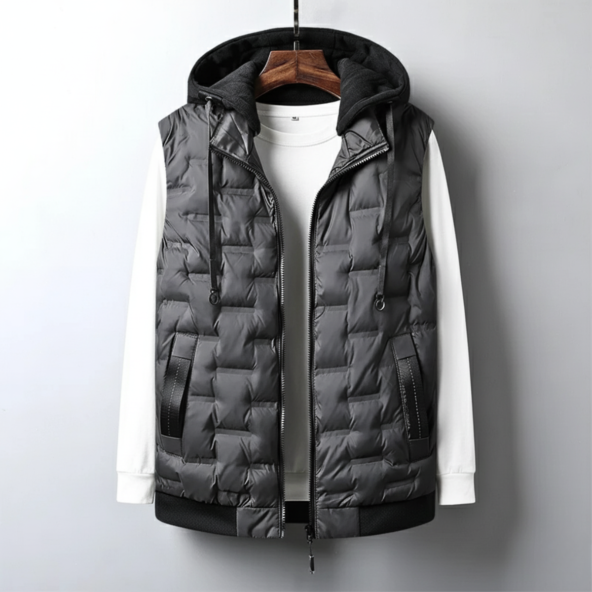 Men's Hooded Vest Insulated Windproof Padded Gilet 4