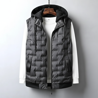 Men's Hooded Vest Insulated Windproof Padded Gilet 4