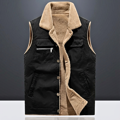 Men's Vest Sharp Snap Button Front Chest Zip Pocket with Warm Lining 4