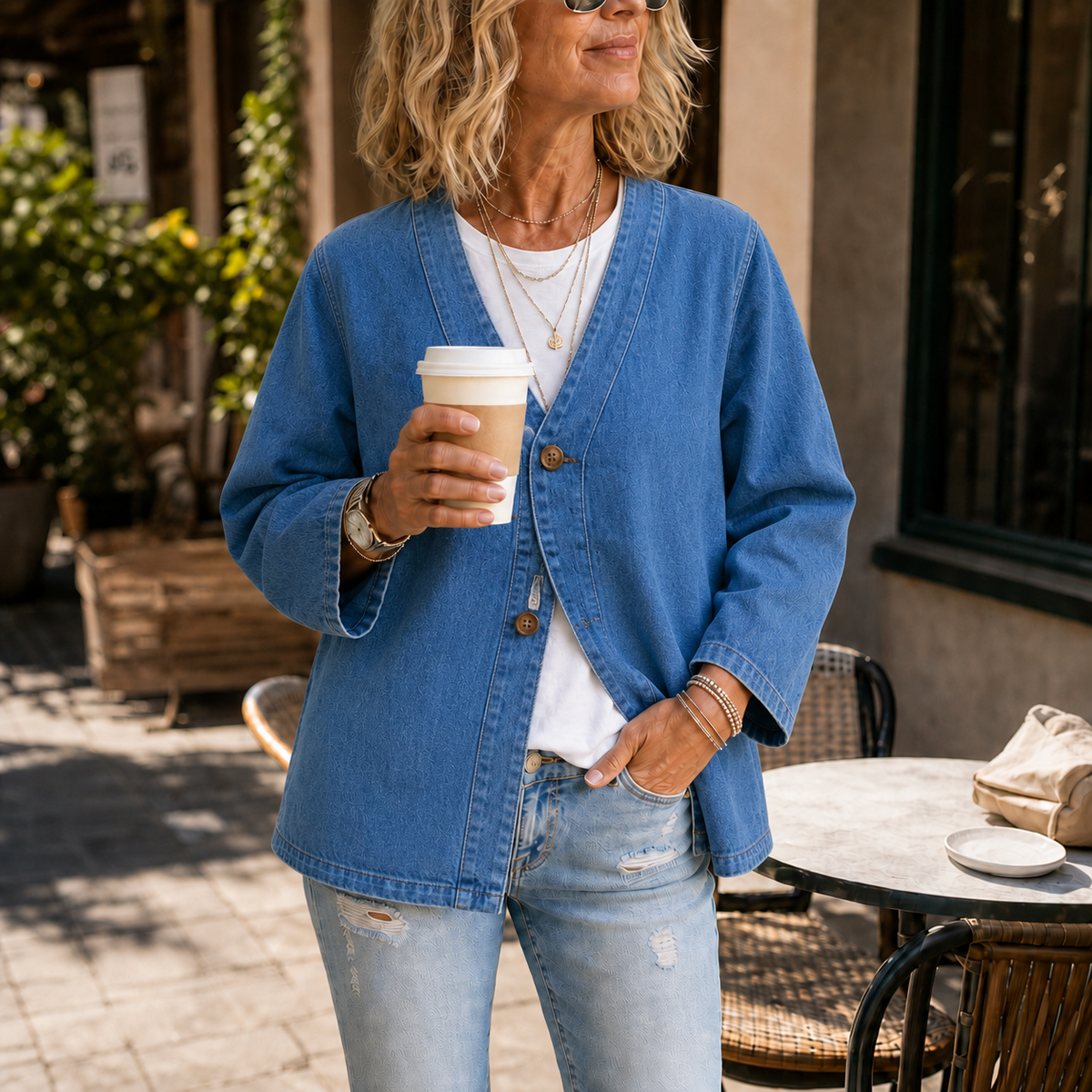 Women's Cardigan | Collarless & Soft Comfort 5