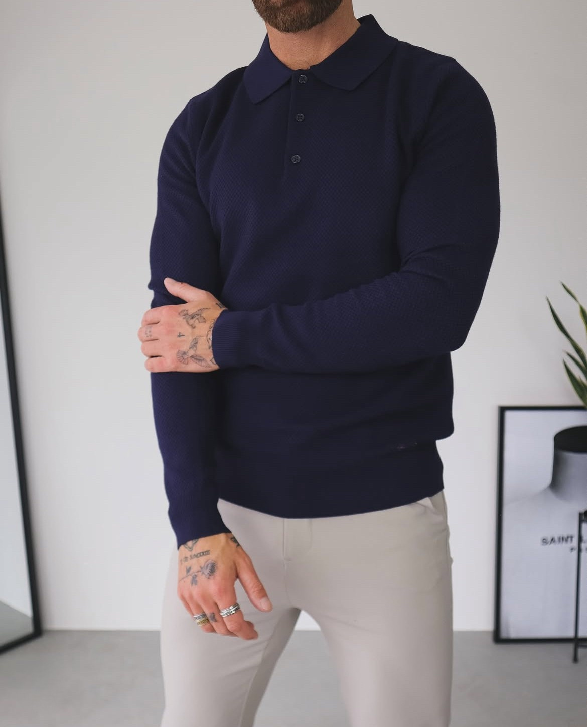 Men's Long Sleeve Polo Shirt | Classic Collar Design 2