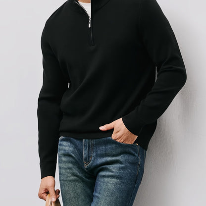 Men's Quarter Zip Sweater | Stand Collar & Lightweight Warmth 1