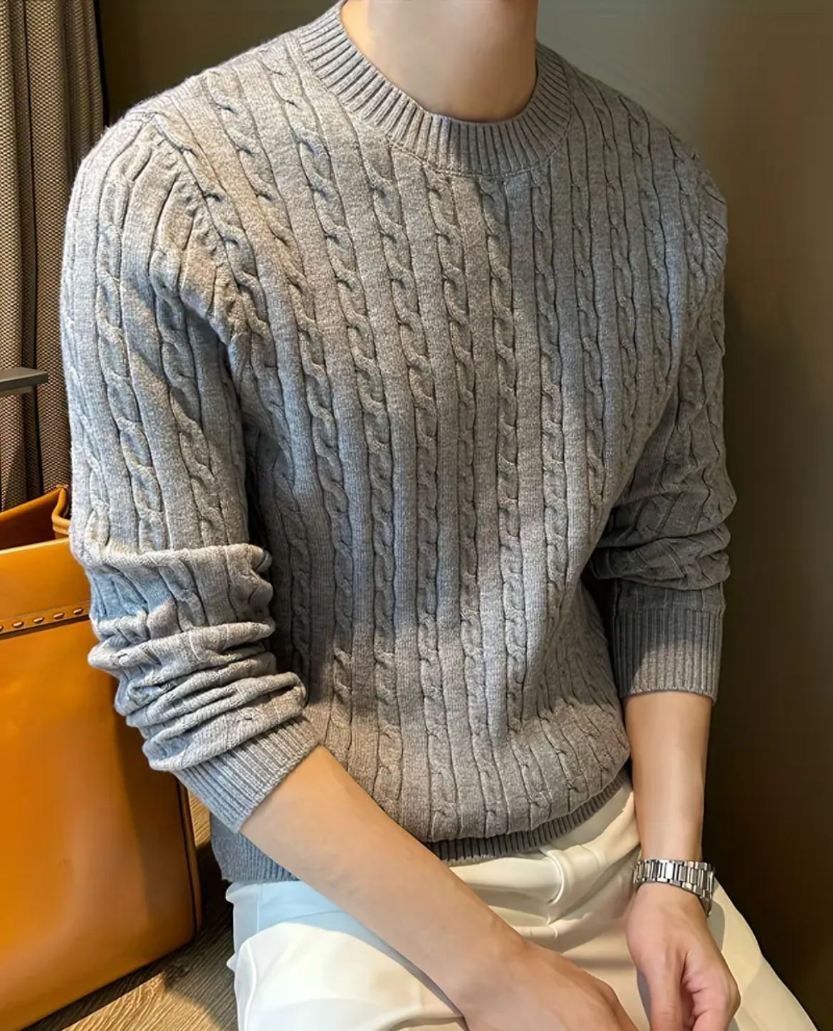 Men's Cable Knit Sweater | Classic Texture & Comfortable Fit 2