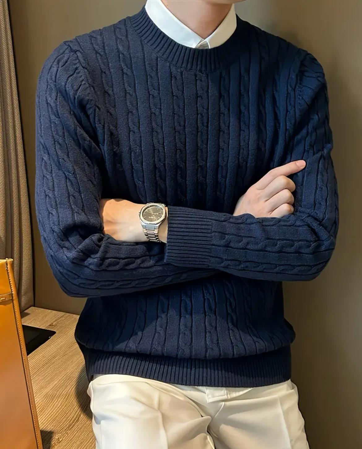 Men's Cable Knit Sweater | Classic Texture & Comfortable Fit 4