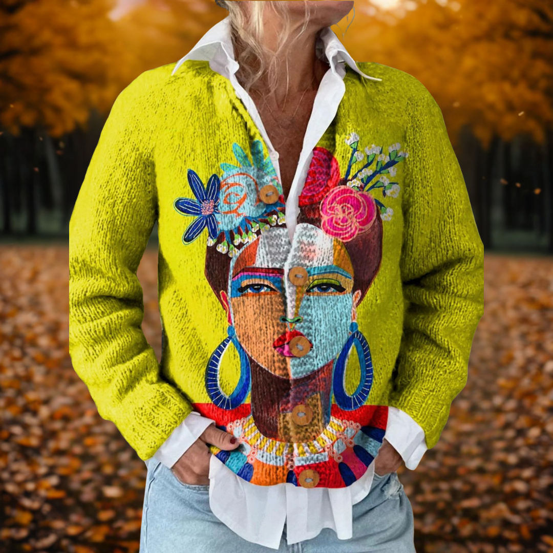 Women's Art Printed Cardigan | Open-Front Layering 1