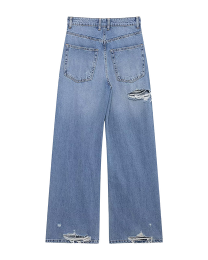 Women's Wide Leg Jeans | High Waist & Distressed Detail 5