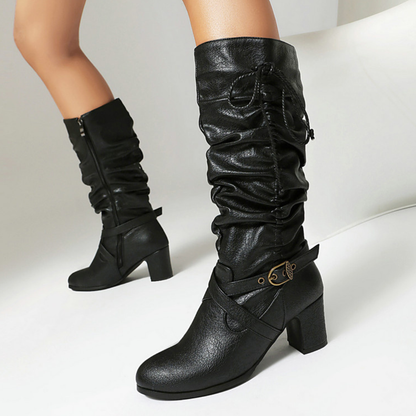 Women's Slouched Shaft Buckle Boots Ankle Rope Tie Booties 7