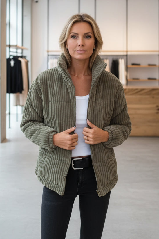 Women's Quilted Coat | High Collar & Relaxed Fit 7