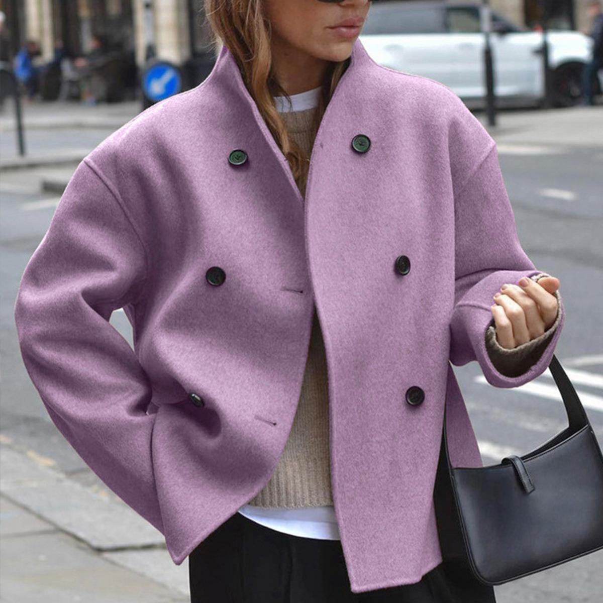 Women's Long Sleeve Coat | Stand Collar & Cosy Warmth 3