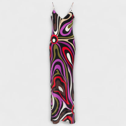 Marble Print Maxi Dress for Stylish Events