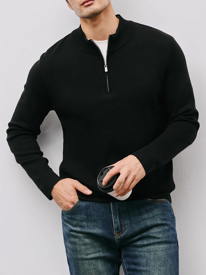 Men's Quarter Zip Sweater | Stand Collar & Lightweight Warmth 3