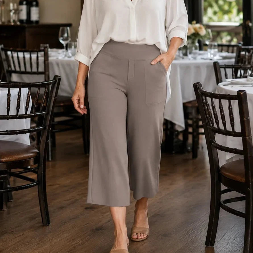 Women's Cropped Wide-Leg Capris | High-Waisted & Stretch 12
