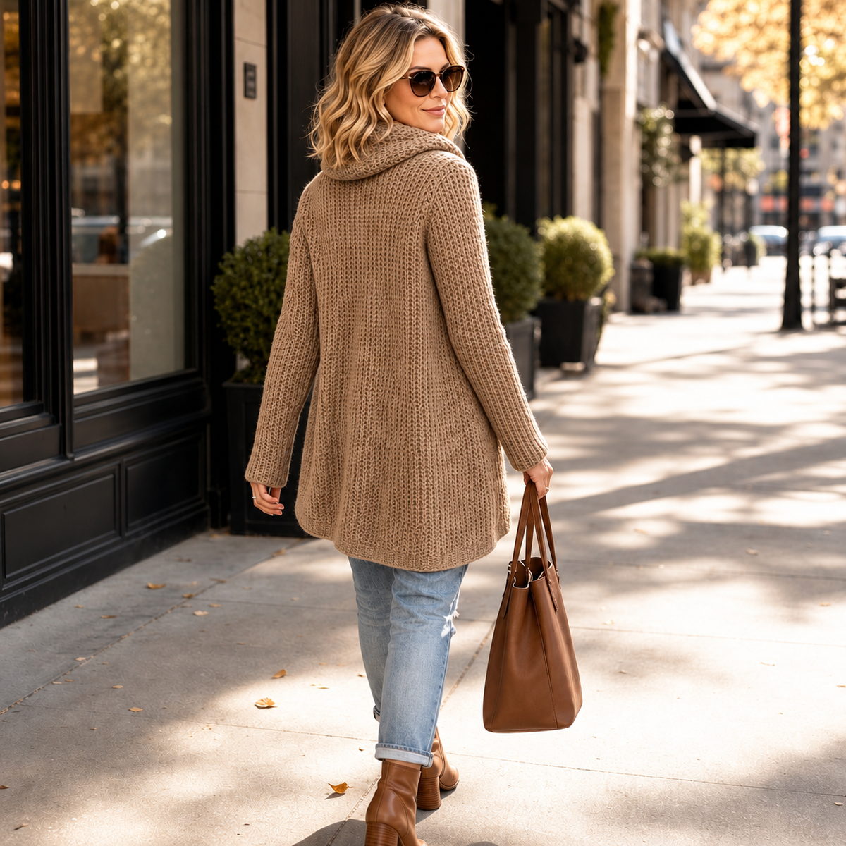 Women's Cowl Neck Sweater | Asymmetric Hem & Cozy Drape 5