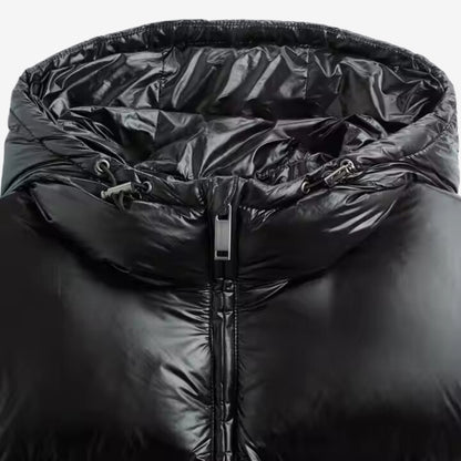 Men's Short Puffer Jacket | Hooded & Glossy Finish 7