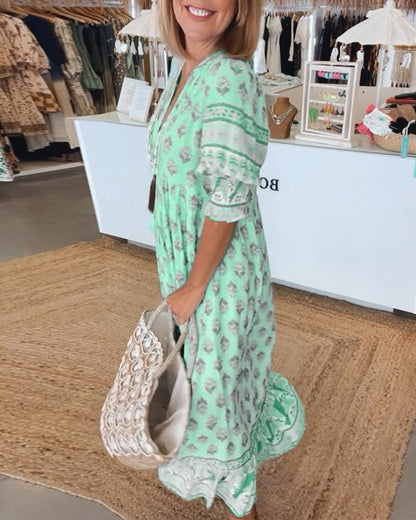 Mana | Floral V-Neck Dress for Stylish Occasions