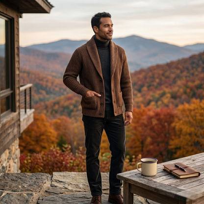 Men's Chunky Knit Cardigan | Shawl Collar & Warm 8