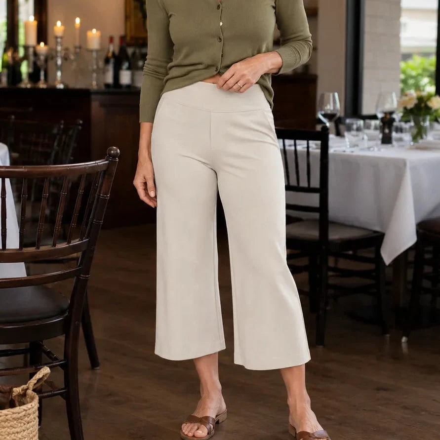Women's Cropped Wide-Leg Capris | High-Waisted & Stretch 13