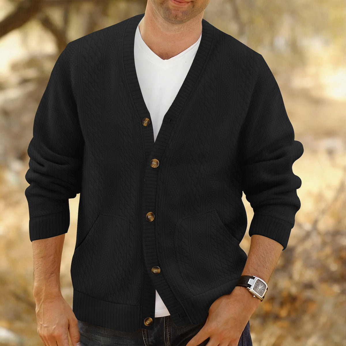 Men's Cable Knit Cardigan | Button-Up Warmth 8